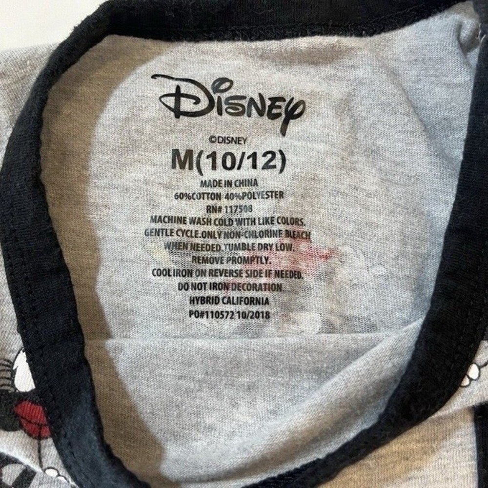 Disney Short Sleeve Kids T Shirt Size M 10 12 Minnie Mouse Snowflake Gray - Picture 3 of 5